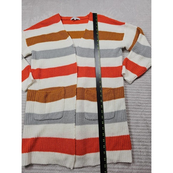 Miss Sparkling Sweater Womens Small Open Front Striped Cardigan Pockets Knitted - Picture 3 of 7